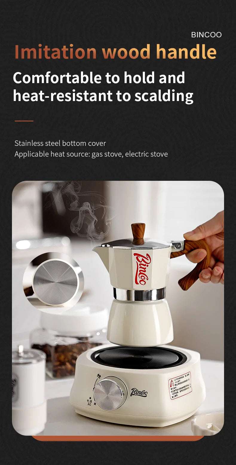 Bincoo Single Valve Coffee Moka Pot Espresso Machine Brewed Coffee Italian Home Outdoor Kitchen Utensils Barista Accessories