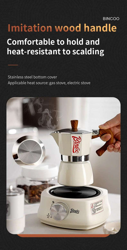 Bincoo Single Valve Coffee Moka Pot Espresso Machine Brewed Coffee Italian Home Outdoor Kitchen Utensils Barista Accessories