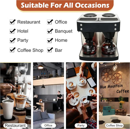 Commercial Coffee Machine, 24-Cup Coffee Maker, Automatic Pour Over Coffee Brewer with 4 Warmer Pads