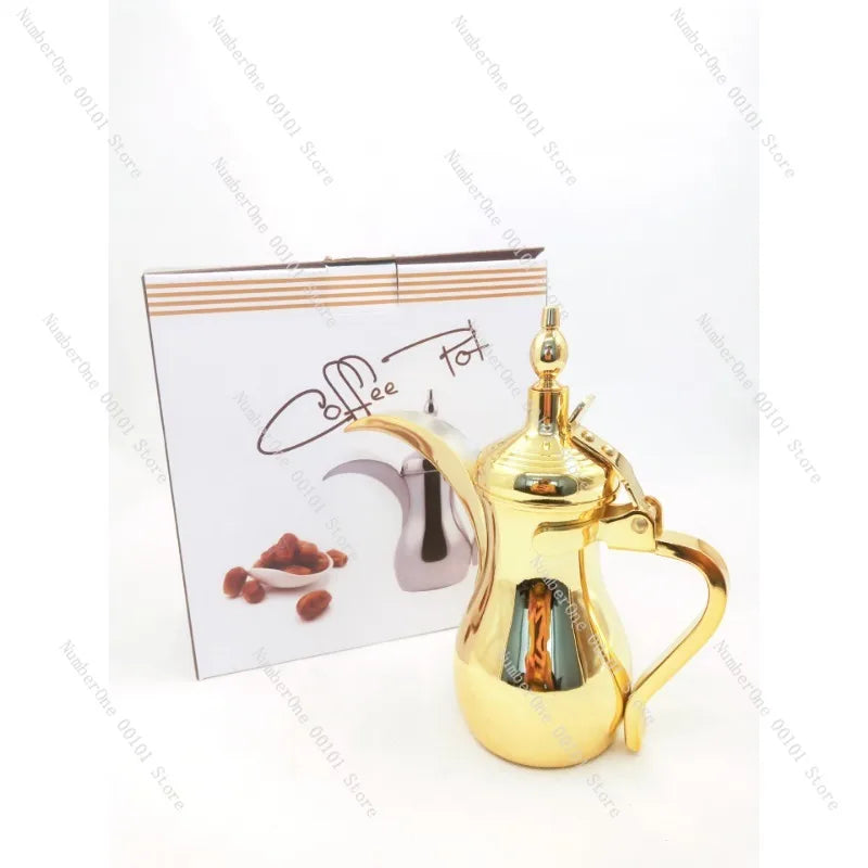 Stainless Steel Middle East Pot Arabian Coffee Pot Warm Kettle Teapot Court Pot Gold Silver