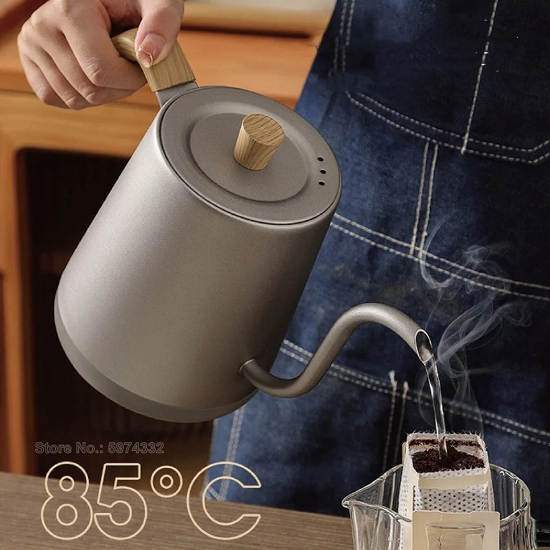 110V/220V Hand Brewed Coffee Gooseneck Kettle Smart Temperature Adjust 304 Stainless Steel Teapot 1000W Electric Kettle 800ml