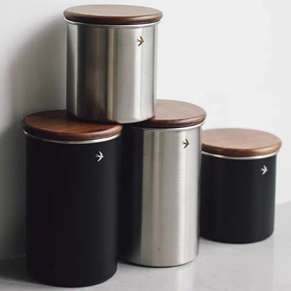 304 Stainless Steel Coffee Canisters with Lid, Food Storage Container for Coffee Bean Nuts Biscuits Cereal - Kitchen Tools