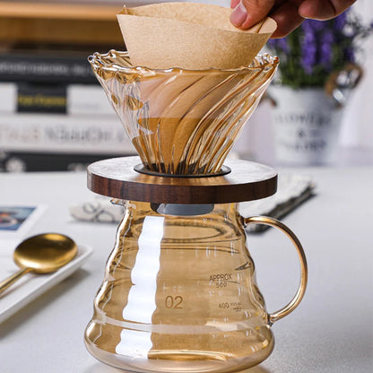 Pour Over Coffee Dripper Coffee Pot Set 600ml Coffee Server Coffee Maker Brewing Cup V02 Glass Coffee Funnel Drip Coffee Set