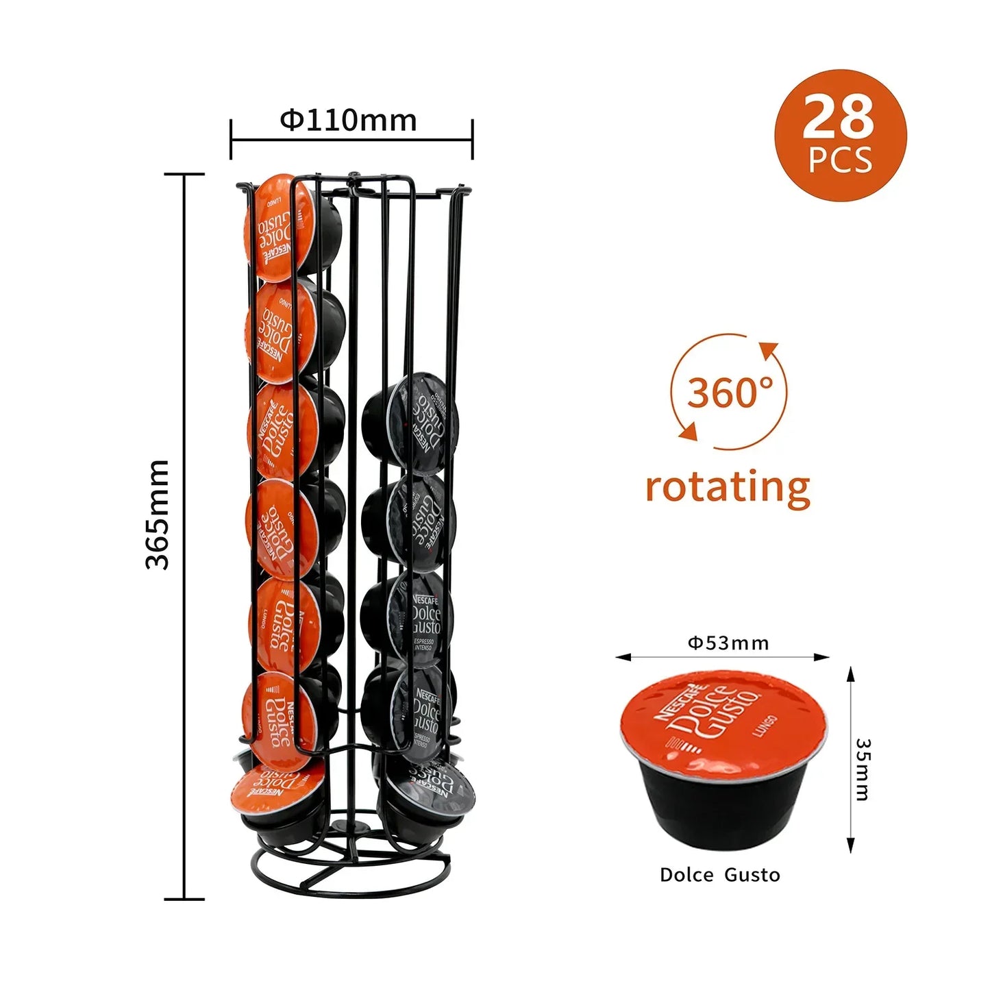 24Cups Rotatable Coffee Pod Holder For Dolce Gusto Capsule Display Capsule Rack Stainless Steel Tower Stand Storage Shelves 2021