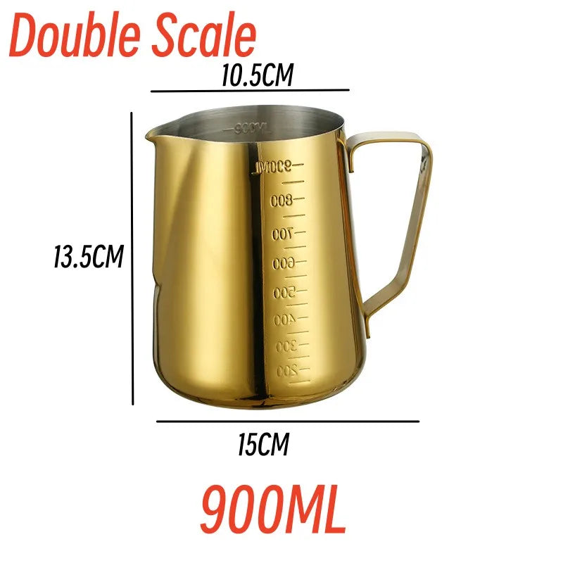 900ML Stainless Steel Pitcher Coffee Frothing Jug Pull Flower Cup Cappuccino Milk Pot Espresso Cup Latte Art Milk Frother Jugs