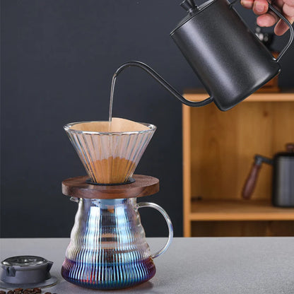 Pour Over Coffee Dripper Coffee Pot Set 600ml Coffee Server Coffee Maker Brewing Cup V02 Glass Coffee Funnel Drip Coffee Set