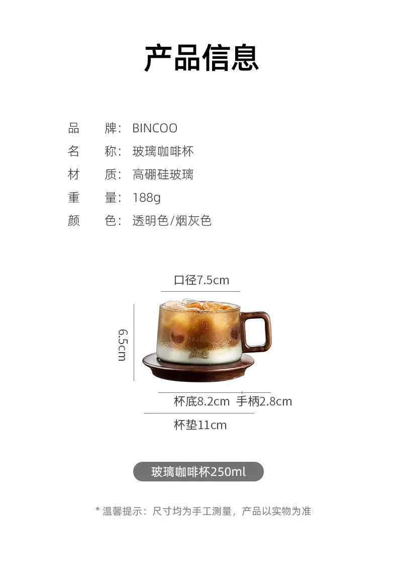 Bincoo Japanese Coffee Cup And Saucer Set Premium Afternoon Tea Gift Box With Spoon High Appearance Level Coffee Glass Cup