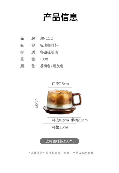 Bincoo Japanese Coffee Cup And Saucer Set Premium Afternoon Tea Gift Box With Spoon High Appearance Level Coffee Glass Cup