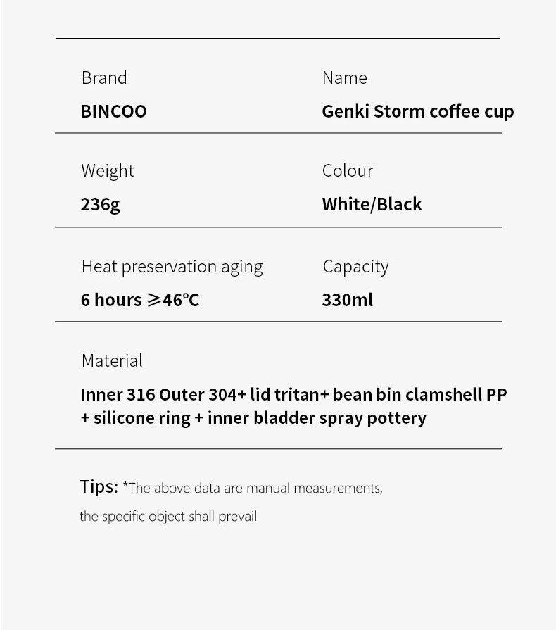 Bincoo Ceramic Liner Coffee Cup Thermos Cup Portable Accompanying Water Cup For Men And Women 316 Stainless Steel Cold Cup