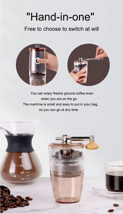 Portable Electric Manual 2-in-1 Coffee Grinder USB Charge Profession Grinding Core Coffee Beans Grinder For Home Office Travel