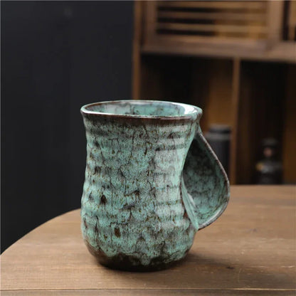 Taza de cerámica de gran capacidad, taza horneada en horno, calentador de manos, taza de café retro, regalo para el hogar