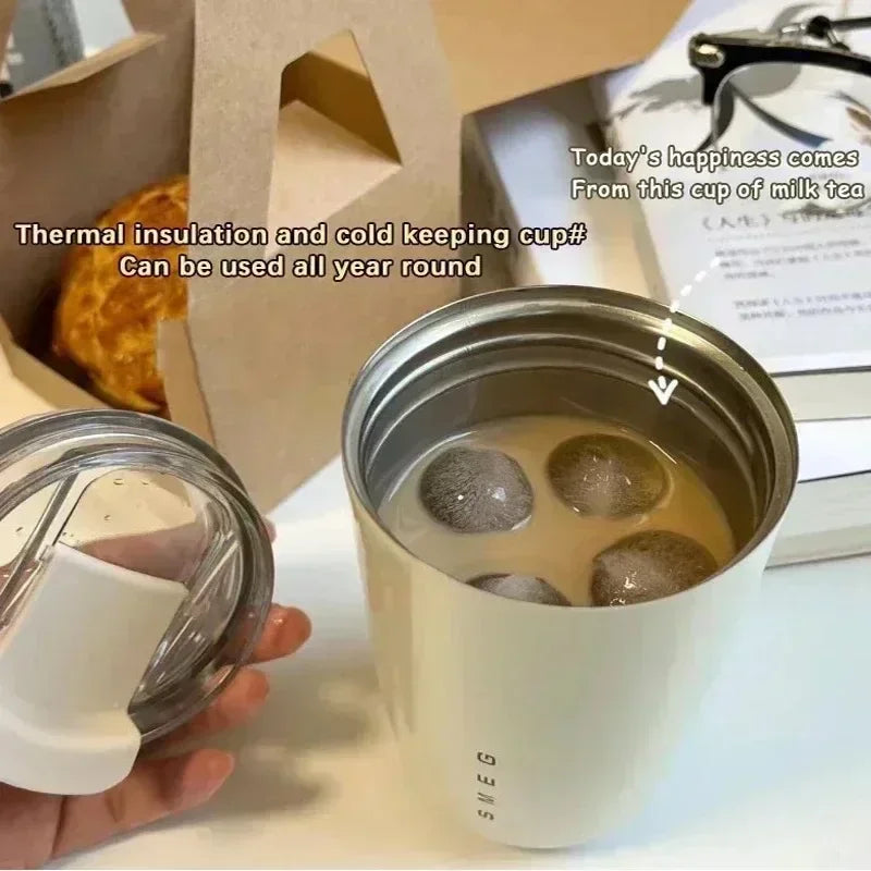 SMEG Tumbler Thermos Cup Milky Coffee Mug Insulated Water Bottle Portable Travel Stainless Steel Car Vacuum Flasks Drinking Cup