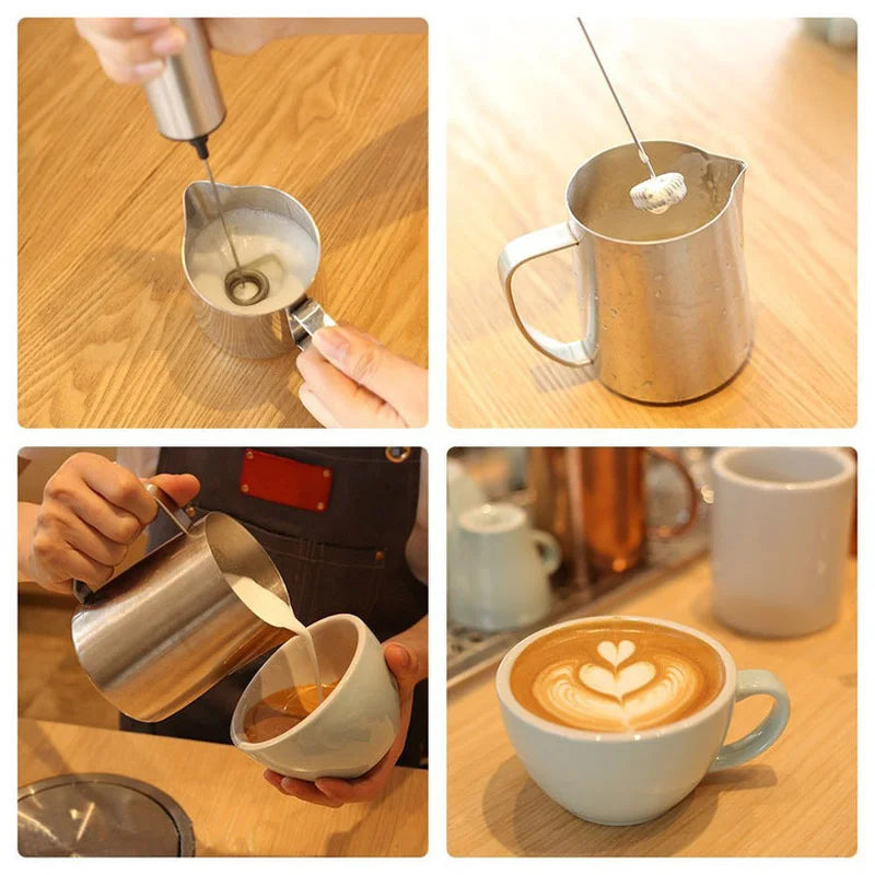 Wireless Electric Milk Frother Stainless Steel Spring Wireless Handheld Electric Mixer Foam Whisk Maker for Coffee Cappuccino