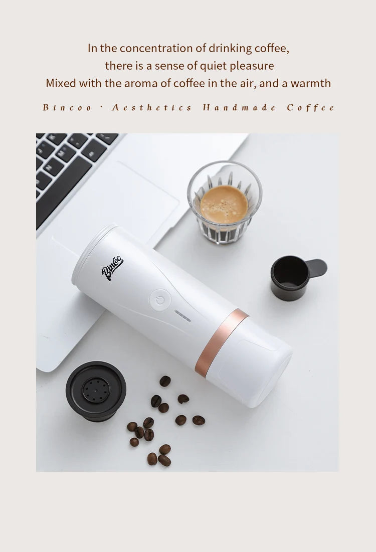 Bincoo Electric Portable Coffee Machine Small Espresso Coffee Bean Powder Capsule Home Car Outdoor Travel