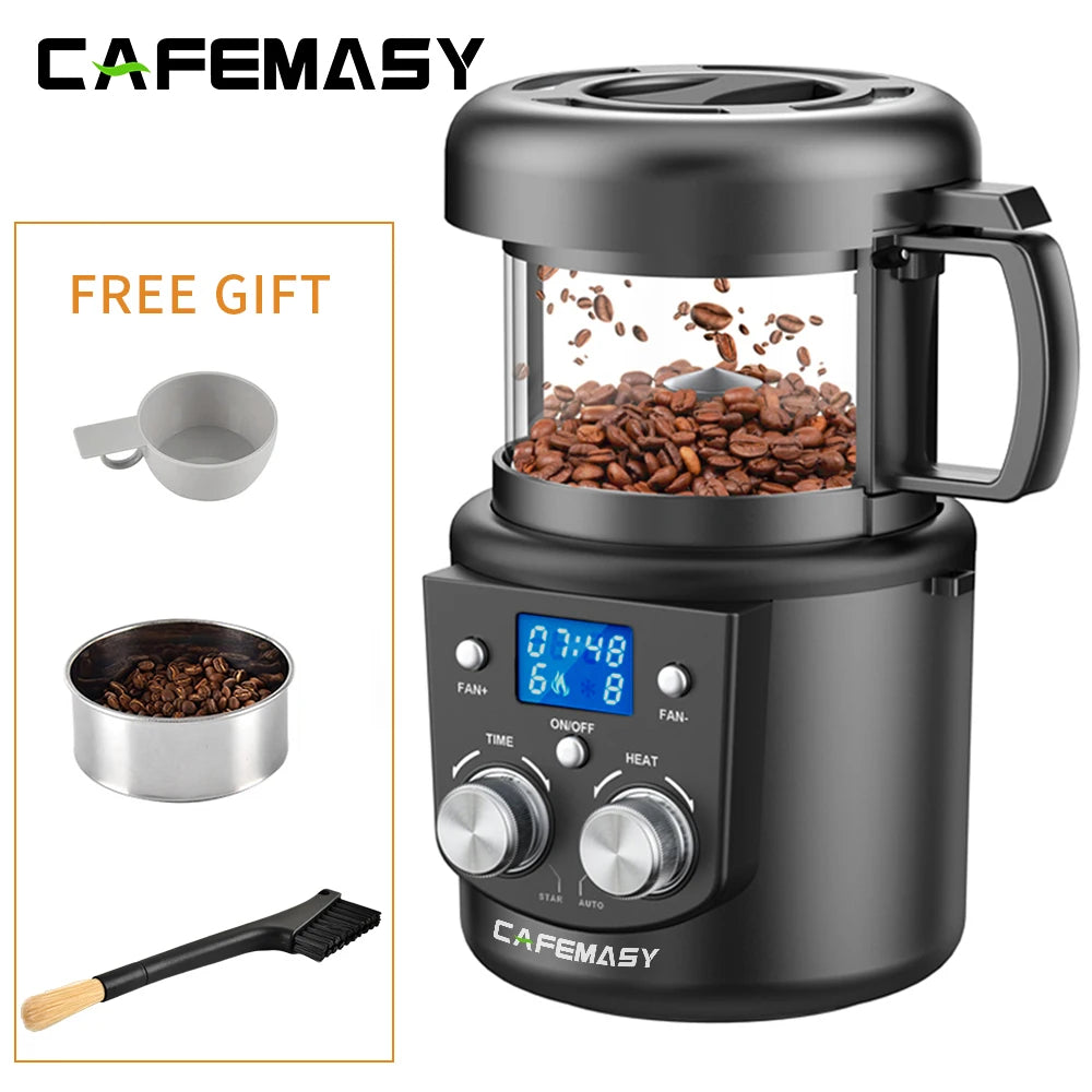 CAFEMASY 80-100g Home Coffee Roaster Electric Mini No Smoke Coffee Beans Baking Roasting Machine 110-240V Coffee Bean Roaster