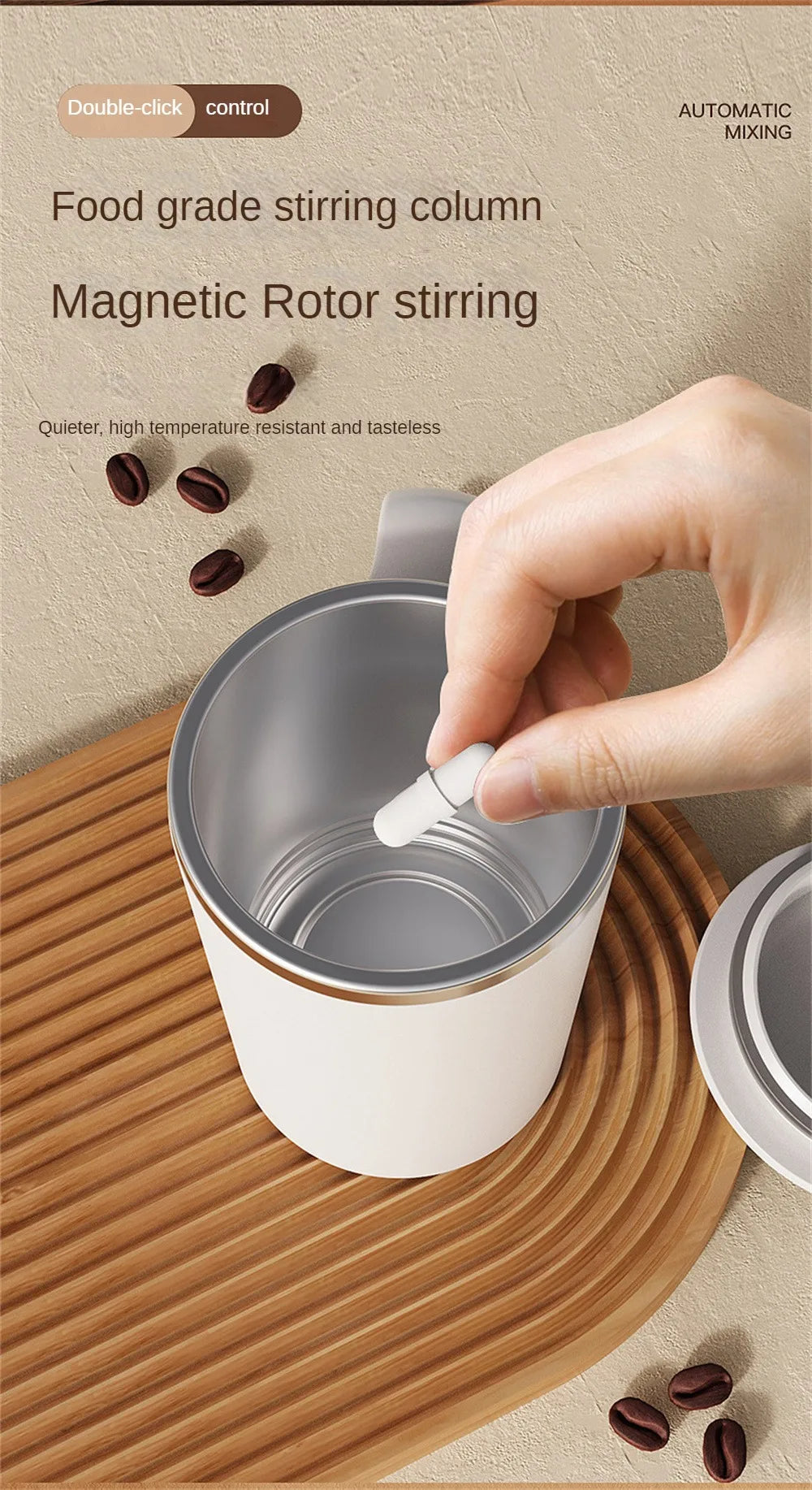 1/2/3pcs Automatic Self Stirring Non-Corroding Smart Mixer Thermal Magnetic Mug Capsule Cylindrical Stirring Rod Cup Accessories