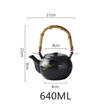 Japanese retro hand-painted ceramic teapot home hotel restaurant teapot Chinese large teapot handle pot