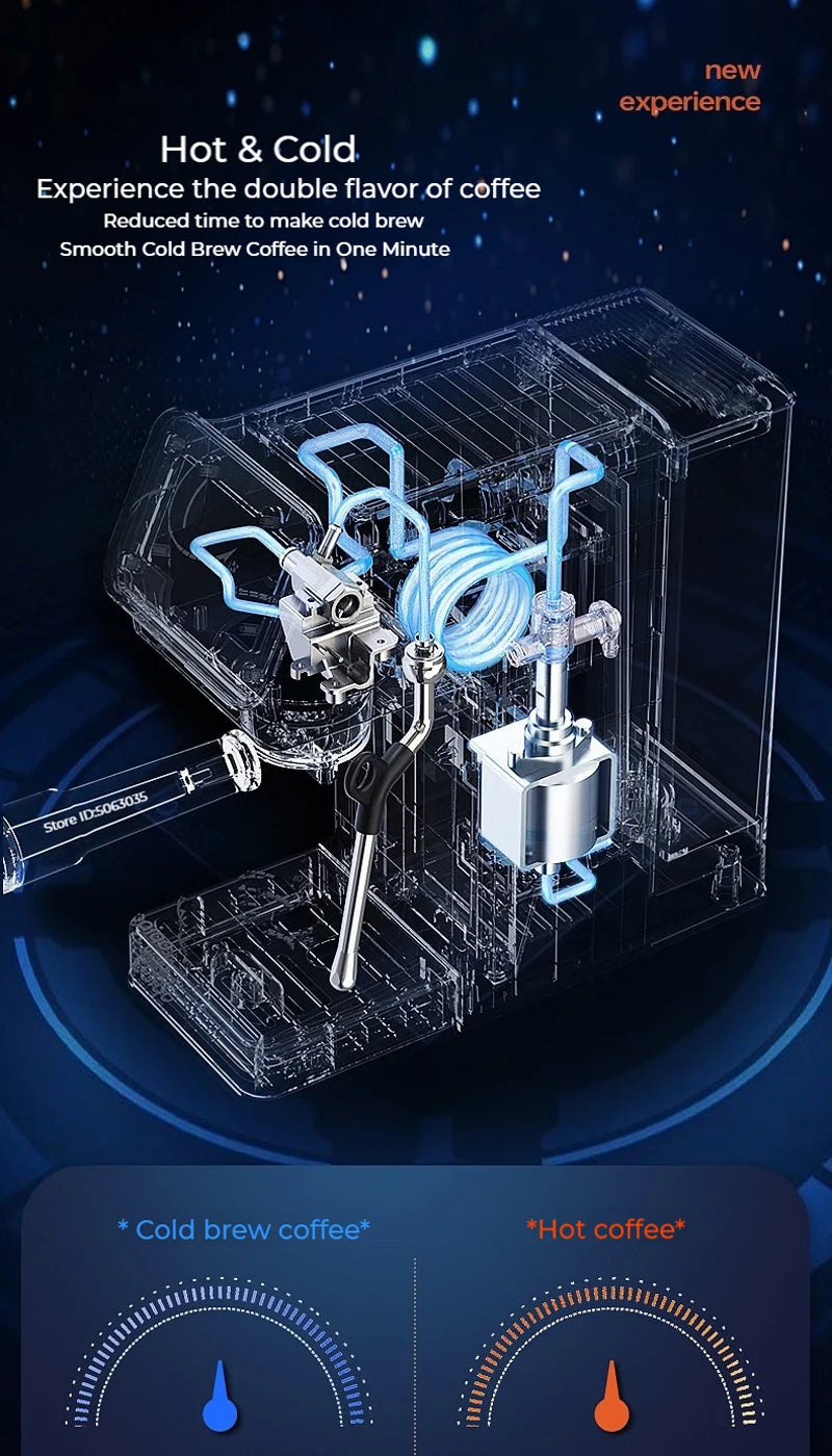 20bar Italian Coffee Machine Household Semi-automatic Hot and Cold Double Extraction with Steam Milk Frother Espresso Machine