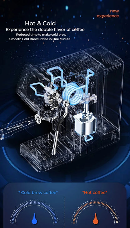 20bar Italian Coffee Machine Household Semi-automatic Hot and Cold Double Extraction with Steam Milk Frother Espresso Machine