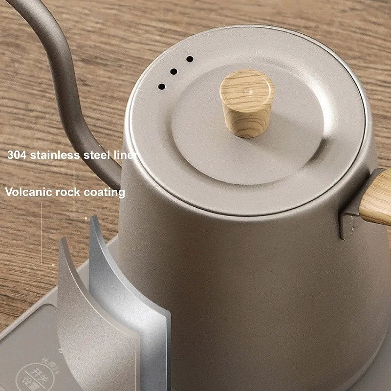 110V/220V Hand Brewed Coffee Gooseneck Kettle Smart Temperature Adjust 304 Stainless Steel Teapot 1000W Electric Kettle 800ml