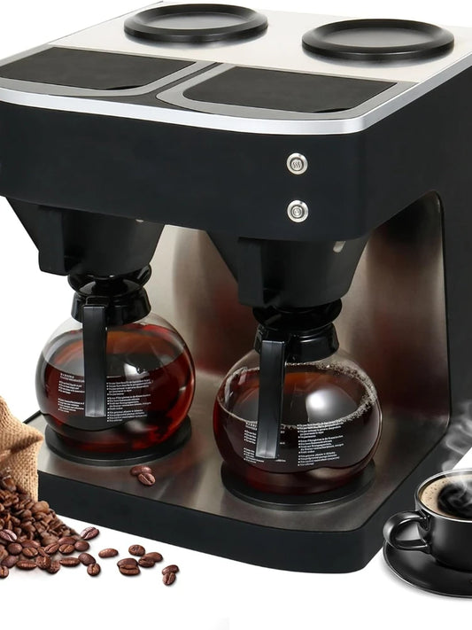 Commercial Coffee Machine, 24-Cup Coffee Maker, Automatic Pour Over Coffee Brewer with 4 Warmer Pads