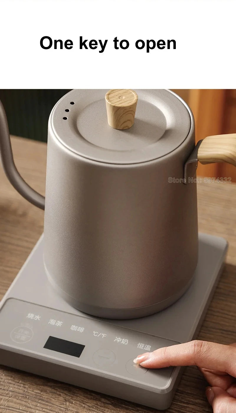 110V/220V Hand Brewed Coffee Gooseneck Kettle Smart Temperature Adjust 304 Stainless Steel Teapot 1000W Electric Kettle 800ml