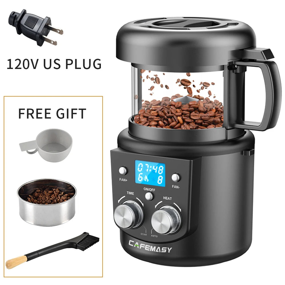 CAFEMASY 80-100g Home Coffee Roaster Electric Mini No Smoke Coffee Beans Baking Roasting Machine 110-240V Coffee Bean Roaster