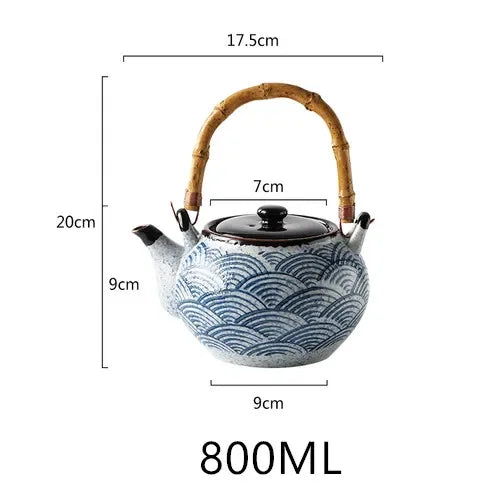 Japanese retro hand-painted ceramic teapot home hotel restaurant teapot Chinese large teapot handle pot