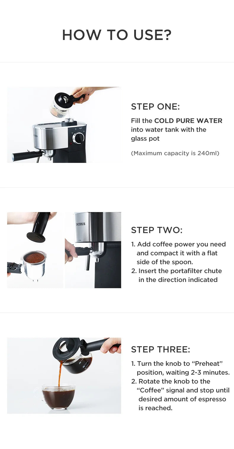 Petrus Coffee Machine Espresso Coffee Maker With Fancy Milk System Milk Bubble Maker(220V)