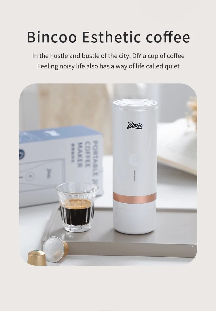 Bincoo Electric Portable Coffee Machine Small Espresso Coffee Bean Powder Capsule Home Car Outdoor Travel