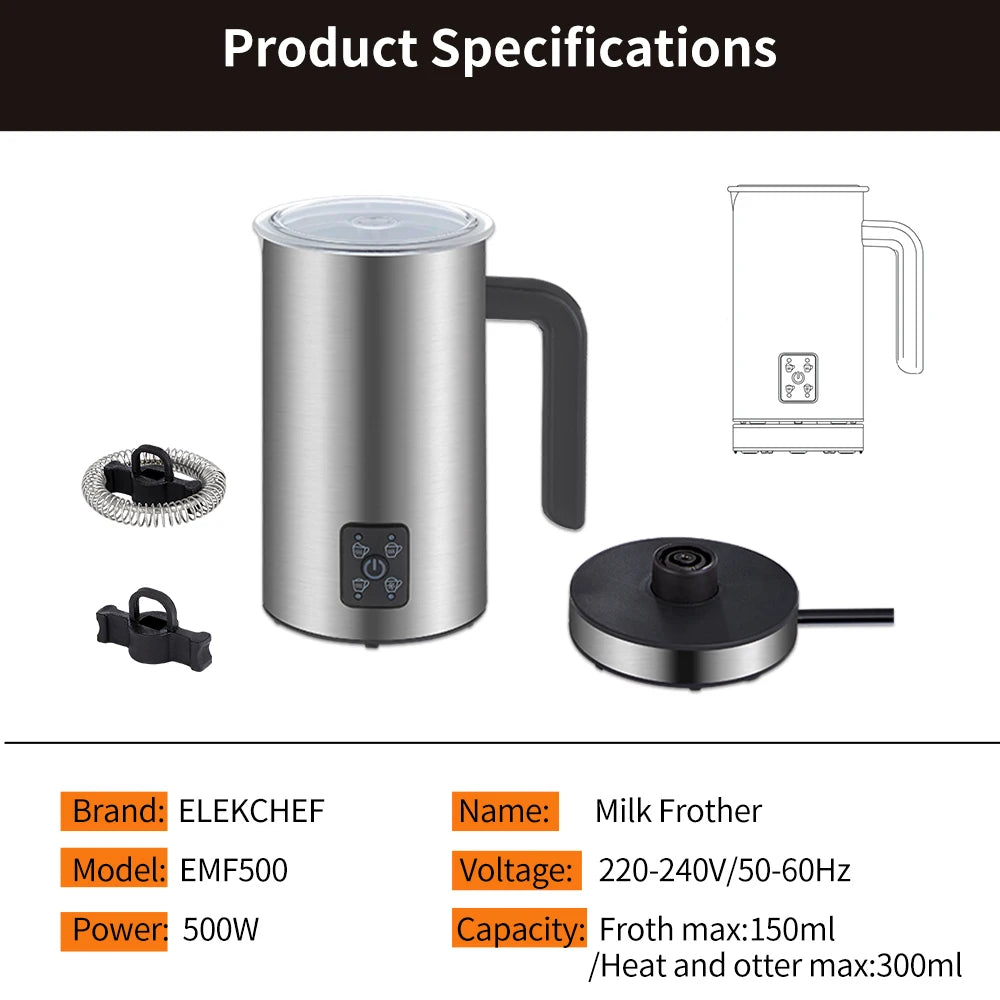 BioloMix Upgraded 4 in 1 Coffee Milk Frother Frothing Foamer Automatic Milk Warmer Cold/Hot Latte Cappuccino Chocolate