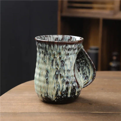 Taza de cerámica de gran capacidad, taza horneada en horno, calentador de manos, taza de café retro, regalo para el hogar