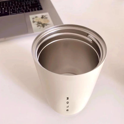1PCTumbler Thermos Cup Milky White Coffee Mug Car Insulated Water Bottle Travel Stainless Steel Vacuum Flasks Drinking Kettle