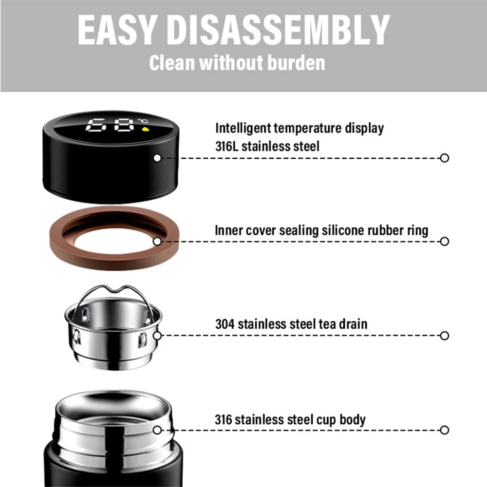Thermos Flask Smart Cup With Temperature Display 304 Stainless Steel Vacuum Insulated Thermos Cup For Audi S Line 8p B8 A1 A2 C7