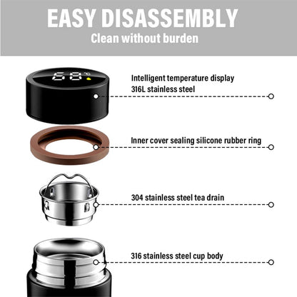 Thermos Flask Smart Cup With Temperature Display 304 Stainless Steel Vacuum Insulated Thermos Cup For Audi S Line 8p B8 A1 A2 C7