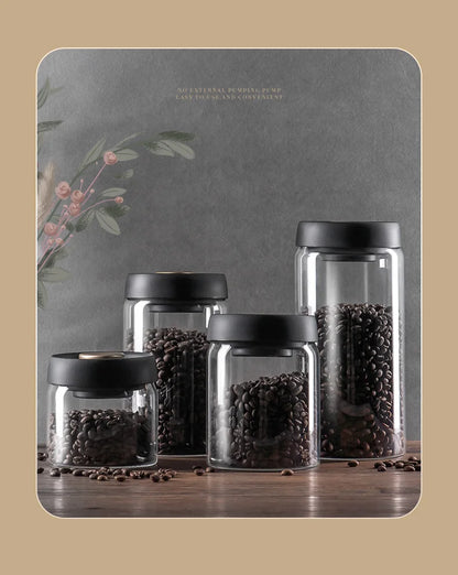 PARACITY Vacuum Sealed Tank Coffee Bean Glass Sealed Jar Household Moisture-proof Air Extraction Airtight Container Coffee Set