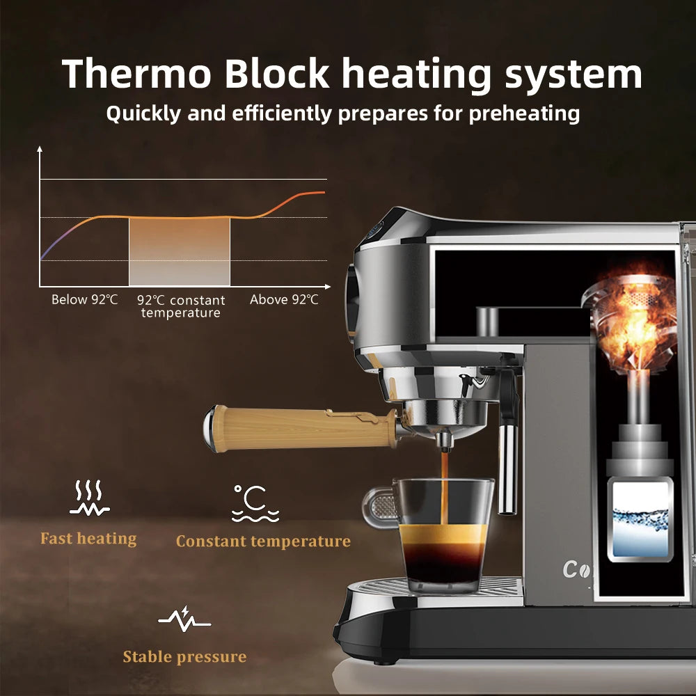 BioloMix 20 Bar Semi Automatic Powder Coffee Machine,with Milk Steam Frother Wand, for Espresso, Cappuccino, Latte and Mocha