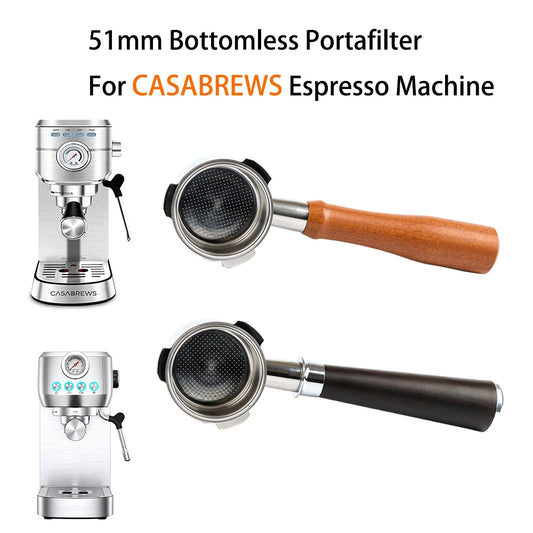 51mm Coffee Bottomless Portafilter 3 Ears with Filter Basket for Casabrews 3700 CM5418 Espresso Machine Coffee Filter Holder