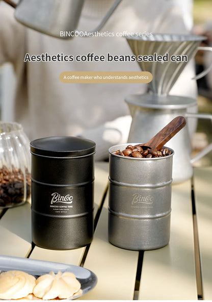 Bincoo Coffee Powder Sealed Jar 304 Stainless Steel Coffee Bean Powder Storage Jar Portable Outdoor Camping Style Storage Jar