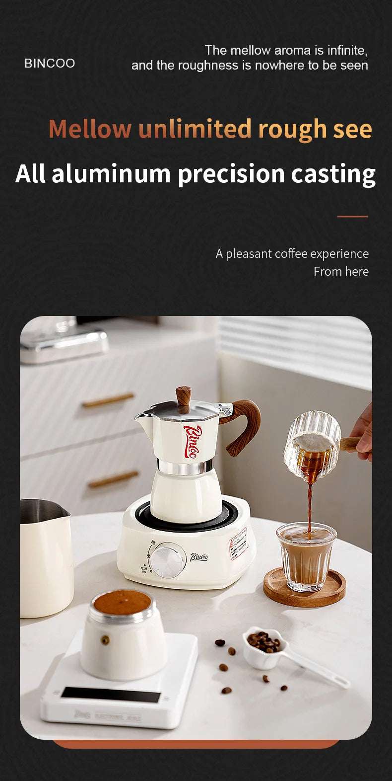 Bincoo Single Valve Coffee Moka Pot Espresso Machine Brewed Coffee Italian Home Outdoor Kitchen Utensils Barista Accessories