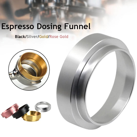 Universal Coffee Dosing Ring,Aluminum Espresso Funnel for Coffee Maker,Portafilter Holder, Barista Accessories, 51mm, 54mm, 58mm