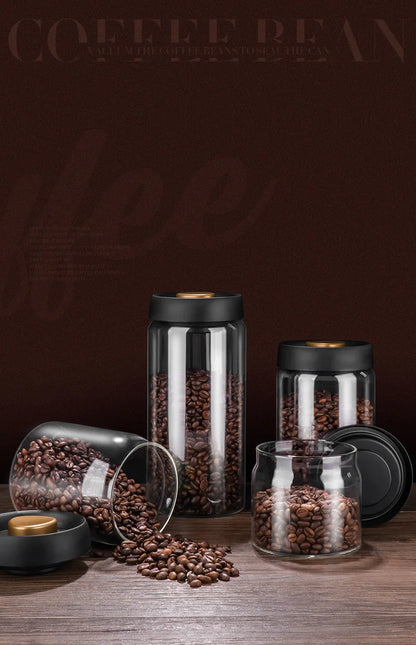 PARACITY Vacuum Sealed Tank Coffee Bean Glass Sealed Jar Household Moisture-proof Air Extraction Airtight Container Coffee Set