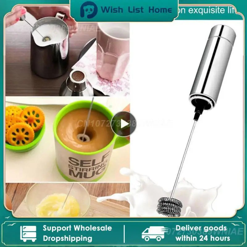 Powerful Electric Milk Frother Wireless Handheld Electric Mixer Foam Whisk Maker Stainless Steel Spring for Coffee Cappuccino