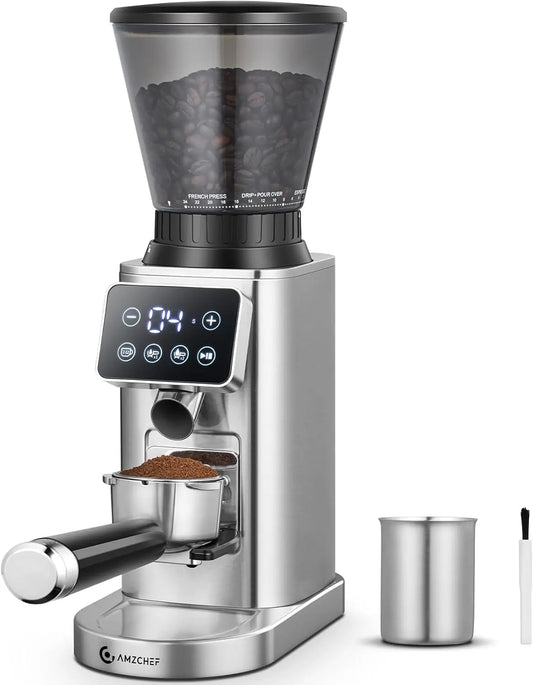 Coffee Grinder, Coffee Bean Grinder for Home Use with Precise Grinding, LED Control Panel, Detachable Funnel Stand,