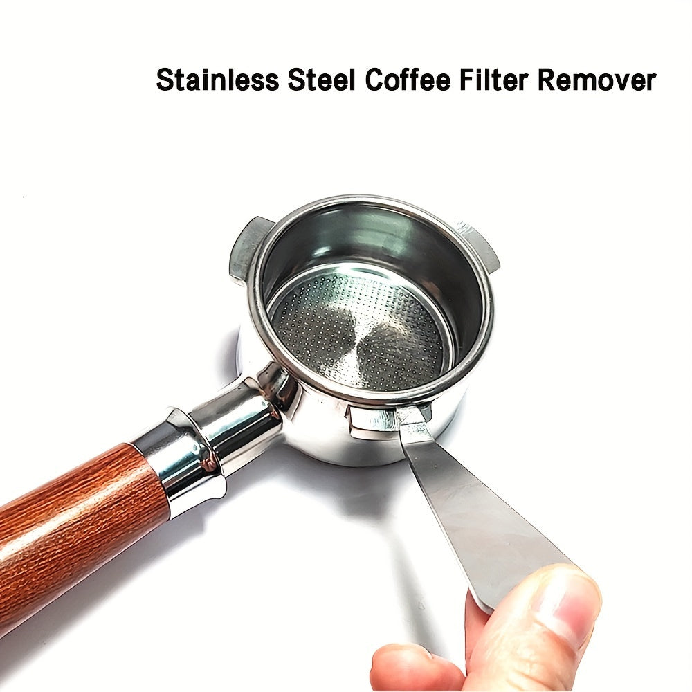 Stainless Steel Coffee Portafilter Basket Remover with Wooden Handle - Durable, Easy-to-Use Barista Tool for Espresso Machines, Fit, Keychain-Ready