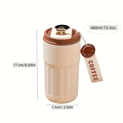 460ml Insulated Smart Mug - Premium 316 Stainless Steel, Splash-Proof, Portable Travel Tumbler for Hot and Cold Beverages, Perfect Gift for Any Occasion, Durable, Leak-Resistant, Easy to Clean and BPA-Free