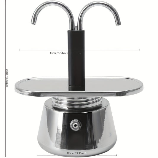 304 Stainless Steel Mocha Coffee Maker with Dual Tubes - Durable, Food-Grade, Anti-Scald & Non-Slip Base, Thickened Mesh Design, Perfect for Home, Office, Camping & Workplace, Manual Operation, No Electricity Needed, Office C