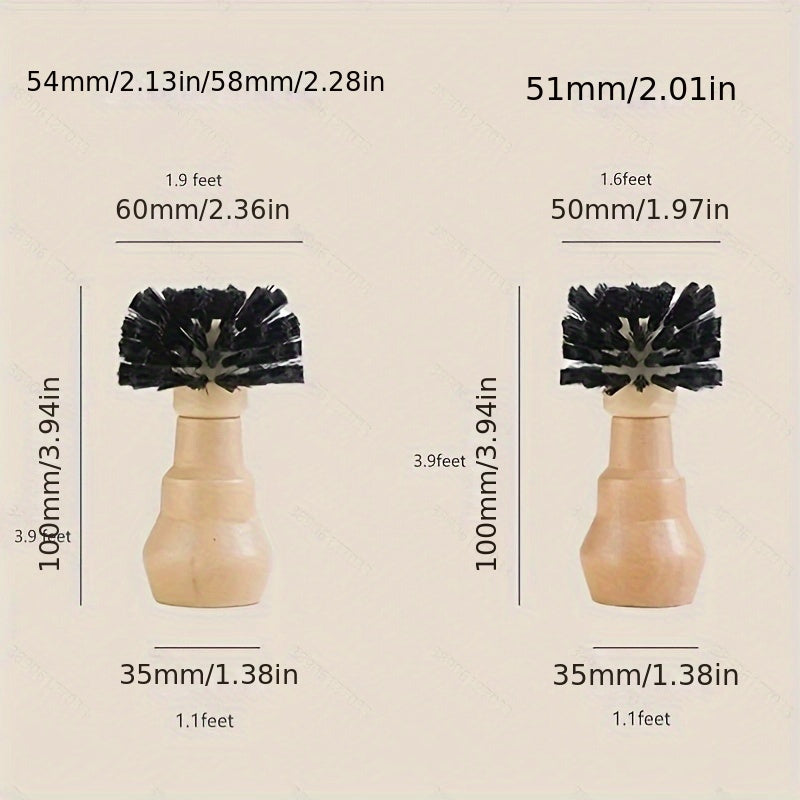 Portable Filter Cleaning Brush, Barista Espresso Coffee Tamper Cleaning Brush 51mm 54mm 58mm Tool With Wooden Handle